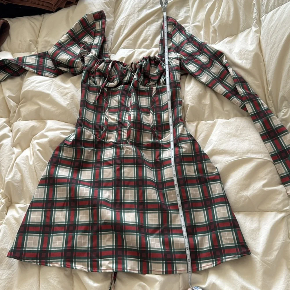 House of CB Malika Red Tartan Corset Mini Dress Women’s Size Medium - Picture 15 of 16